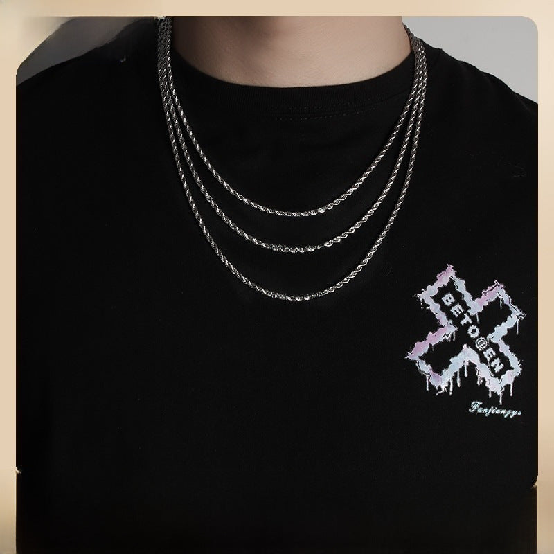 Men’s Plain Titanium Chain – Hip-Hop Clavicle Necklace