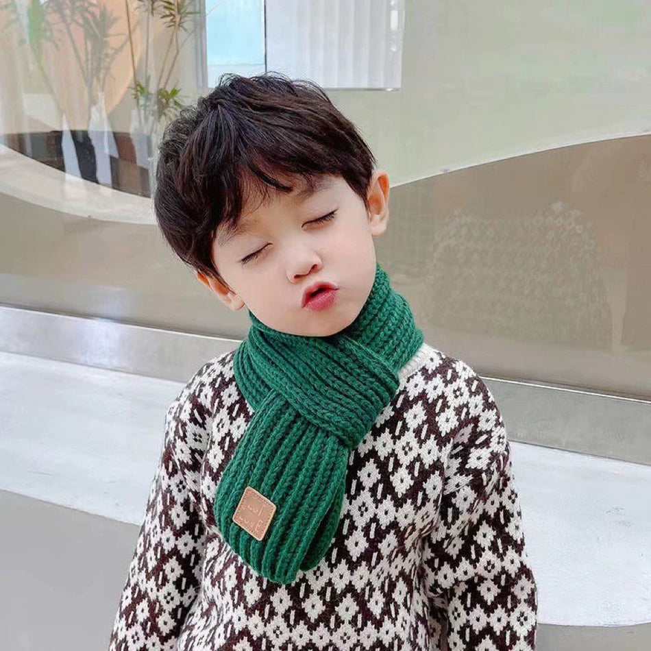 Korean Style Knitted Kids Cute Warm Wool Scarf Autumn