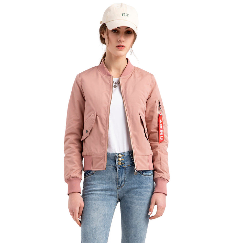 Women’s Flight Style Long Sleeve Bomber Jacket