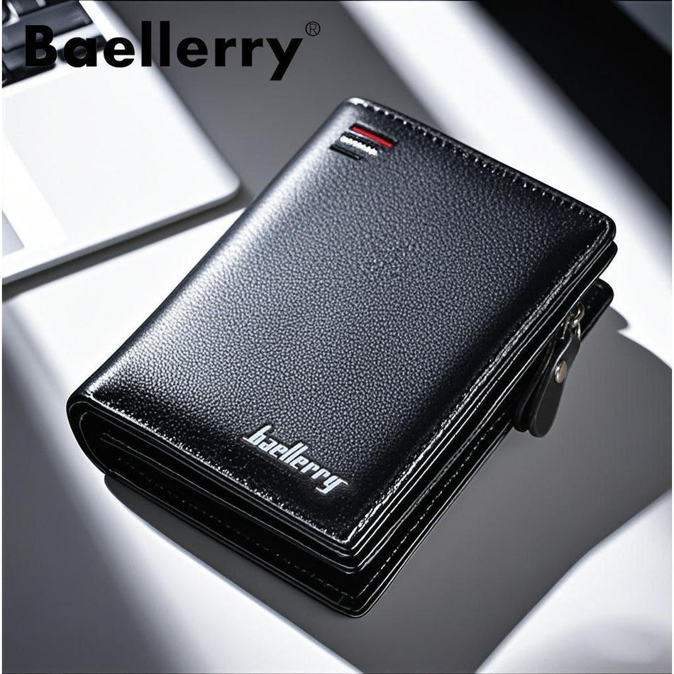 Men’s High-End PU Leather Zipper Business Wallet
