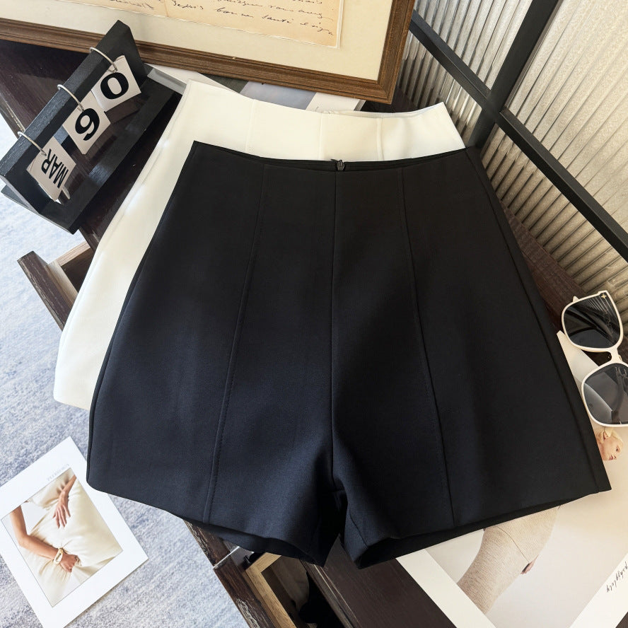 Grey High Waist A Line Suit Shorts Women Casual