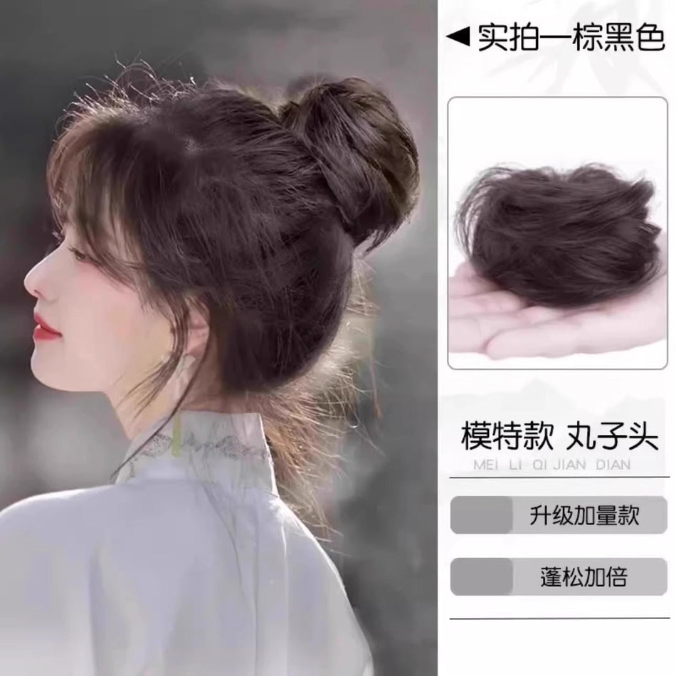 Real Hair Low Bun Wig – Ancient Style Flower Bun Hair Tie