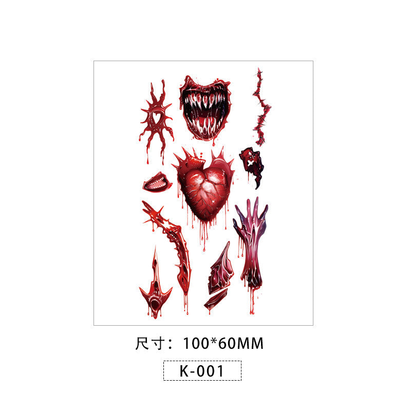 Halloween Scar Tattoo Sticker – Waterproof Horror Temporary