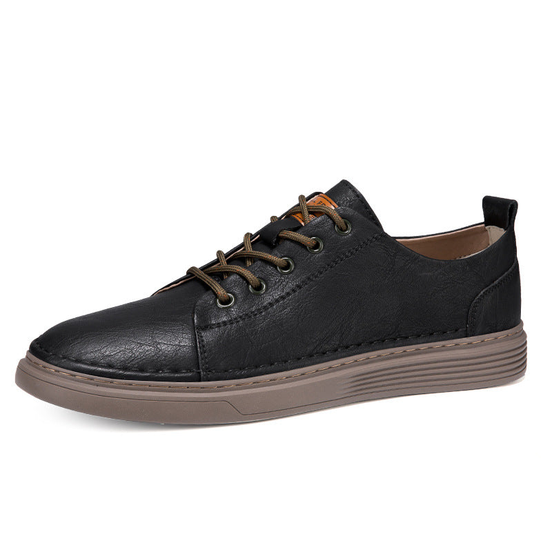 Men’s Low-Top Leather Sneakers – Breathable Vintage Casual Shoes