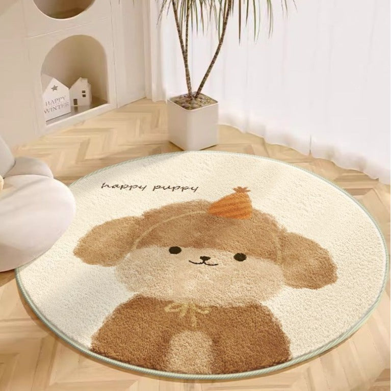 Round Plush Carpet  Thick Soft Mat for Living & Kids’ Rooms