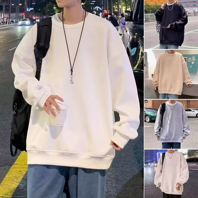 Men’s Solid Color Sweatshirt – Hoodless Crew Neck Pullover