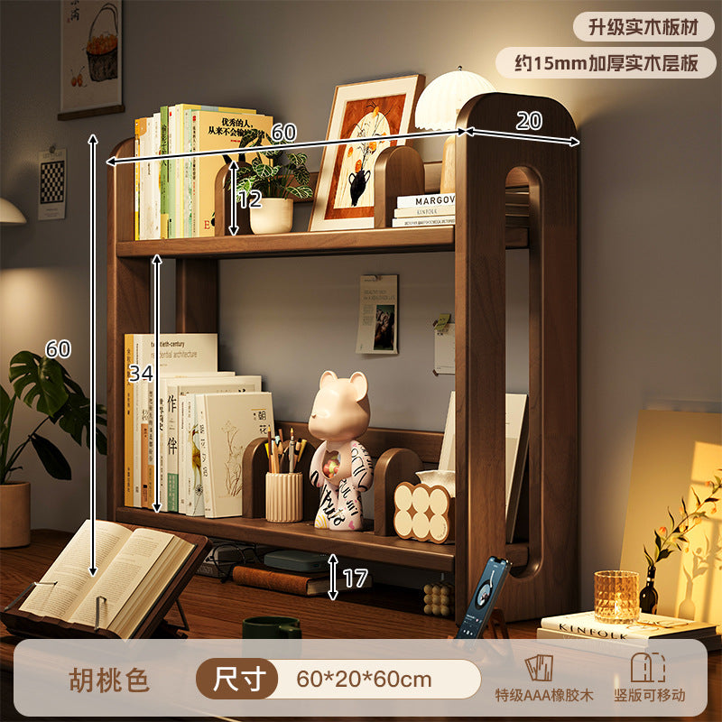 Solid Wood Vertical Desktop Bookshelf Storage Rack