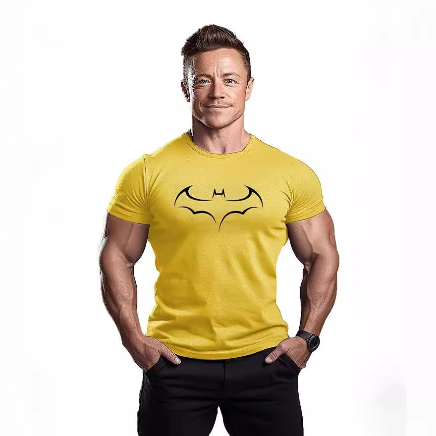 Men’s Batman Cotton Gym T-Shirt Fitness Short Sleeve