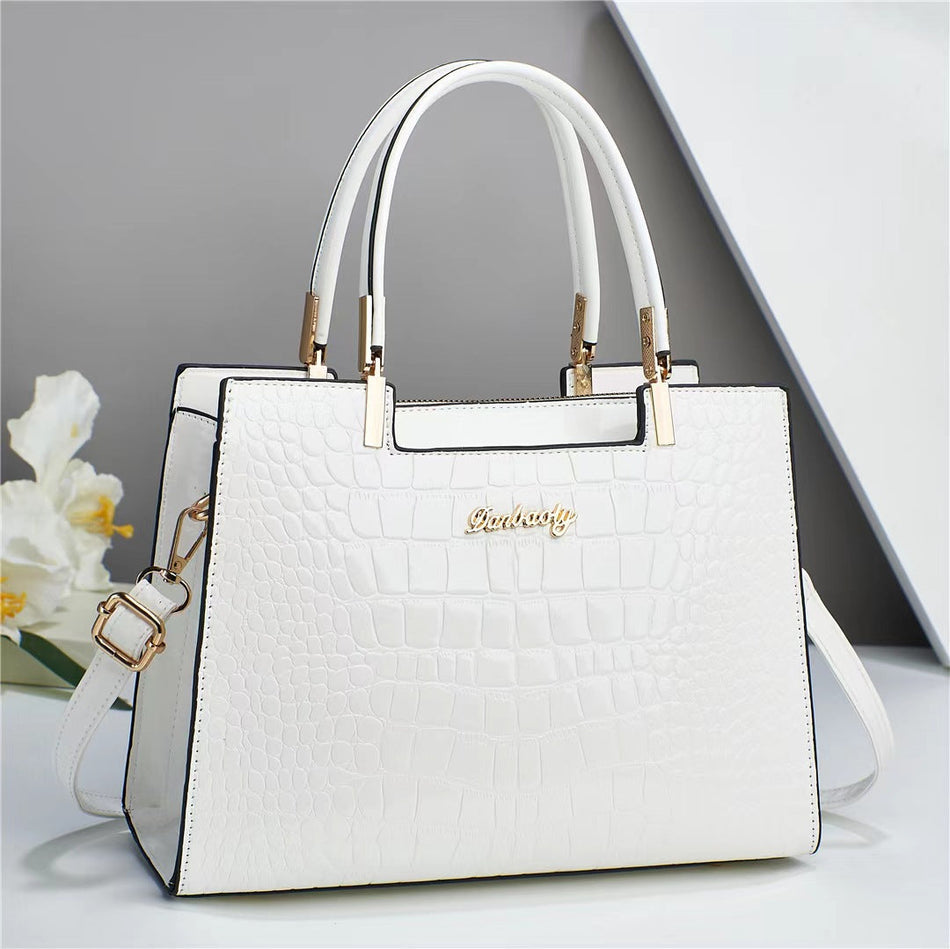 Stone Pattern Leather Handbag – Women’s Large Shoulder Bag