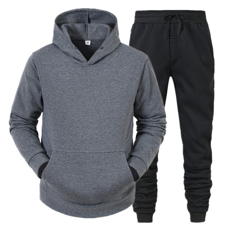 Men's Autumn-Winter Hooded Sweatshirt Pants Two-Piece Set