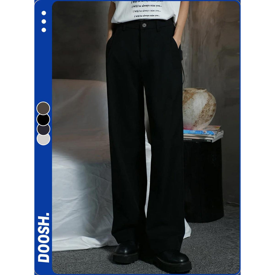 Men’s Black Drape Wide-Leg Loose Straight Luxury Trousers