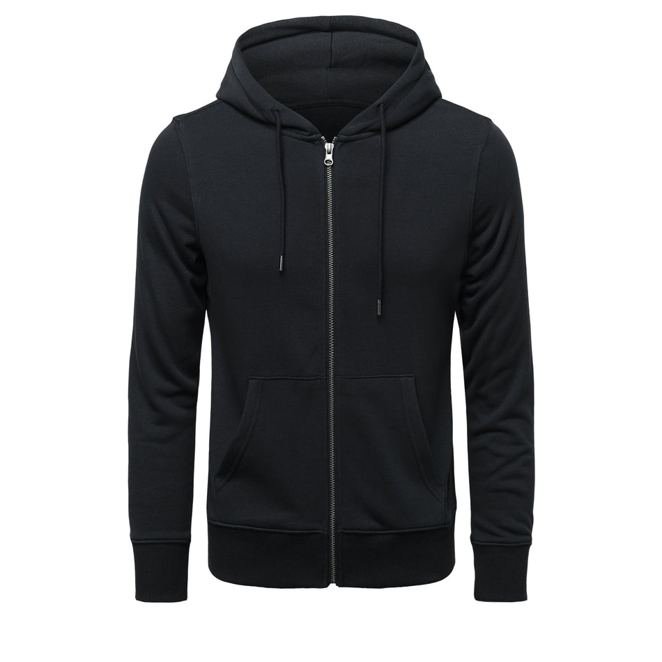 300g Hooded Terry Knitted Zipper Sweatshirt Autumn Winter
