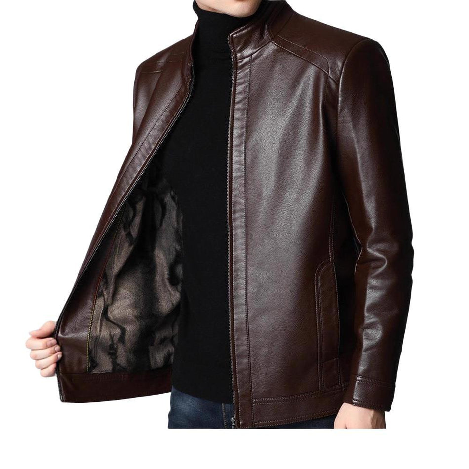Men’s Autumn-Winter Plus Velvet Sheepskin Leather Jacket