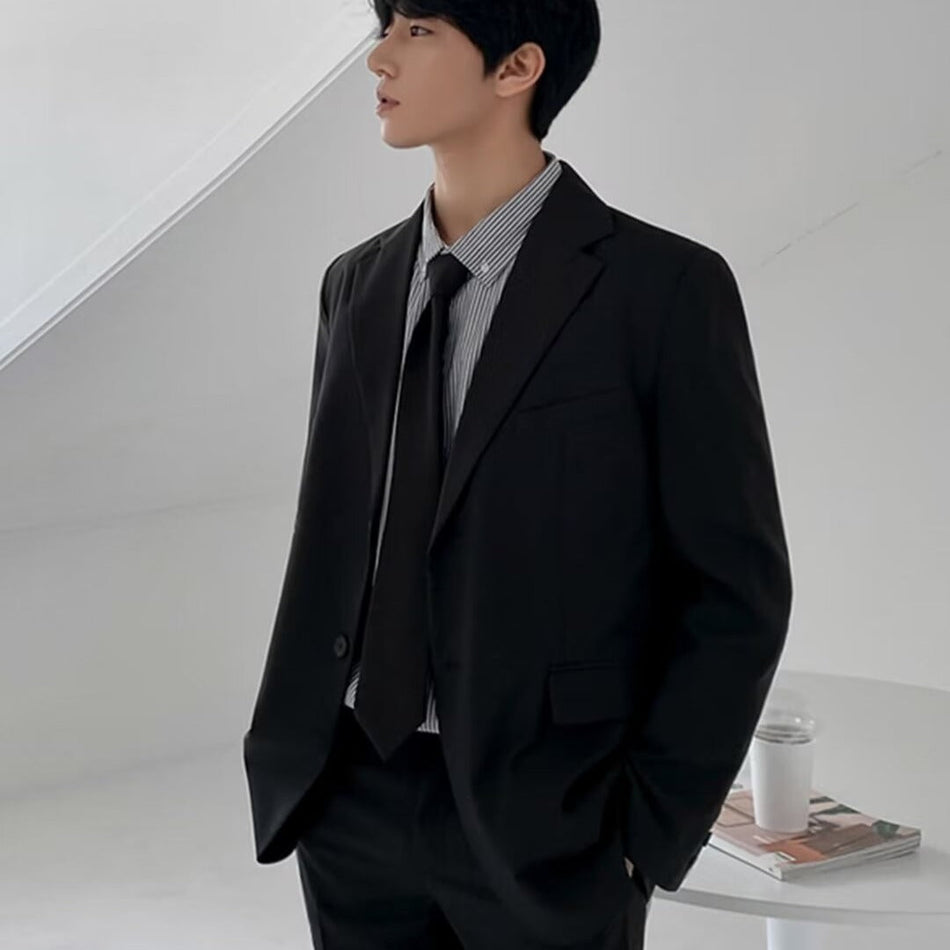 Loose Fit Men’s Casual Suit Jacket – Korean Business Style
