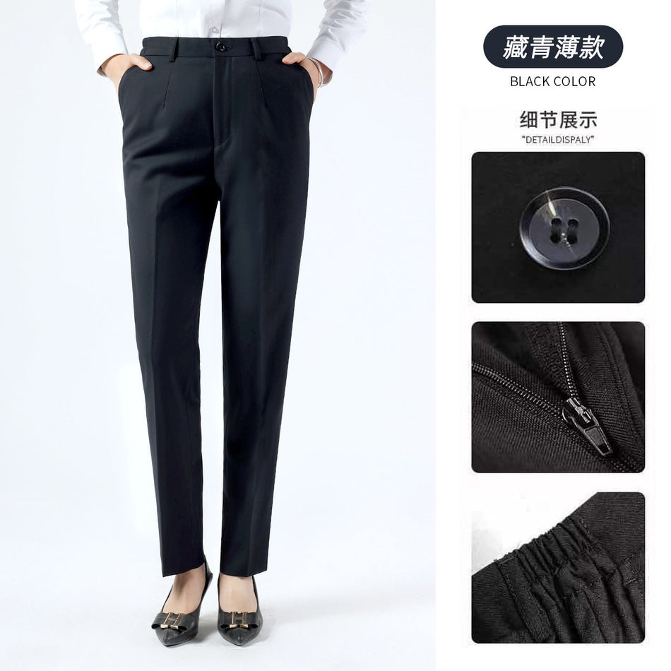 Women’s Black Slimming Straight-Leg Stretch Suit Pants