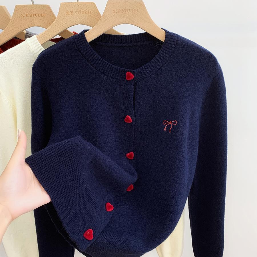 Sweet Long-Sleeve Knit Cardigan Top
