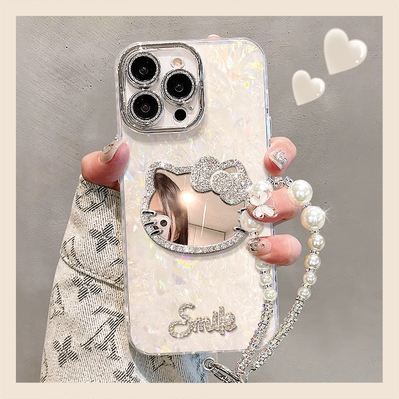 Cat Mirror Bracelet Case for iPhone 11–16 Pro Max