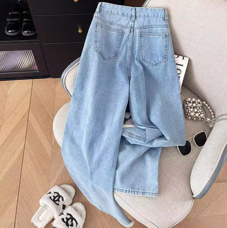 Korean Chic High-Waist Bow-Print Jeans
