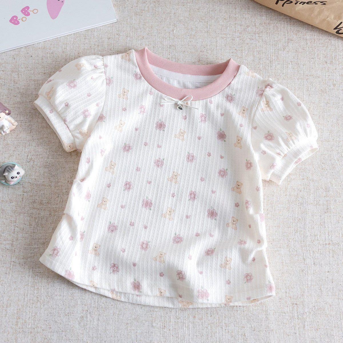 Girls Bubble Sleeve Floral T-Shirt – Cute Summer Top – T-Shirts – Image 6