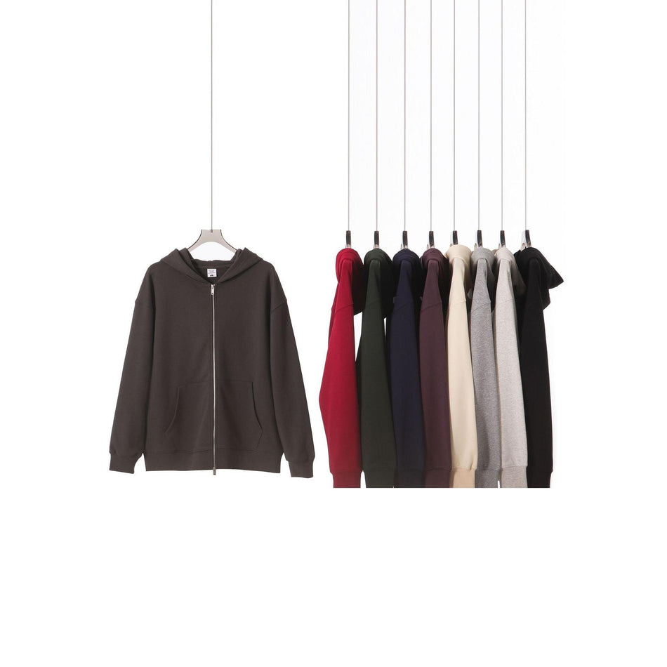 420g Heavyweight Terry Hooded Zip-Up Sweatshirt Men Retro