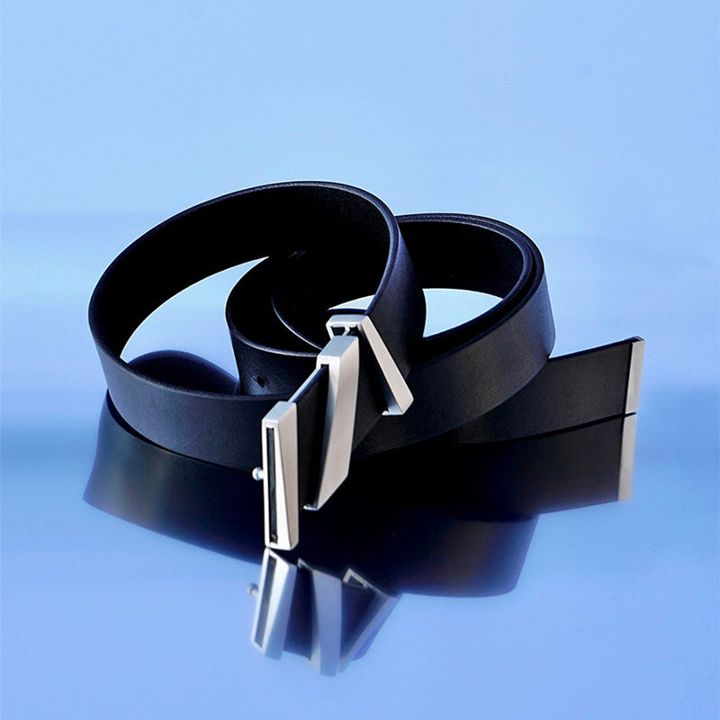 Designer Plate Buckle Belt – 3D Cowhide for Men