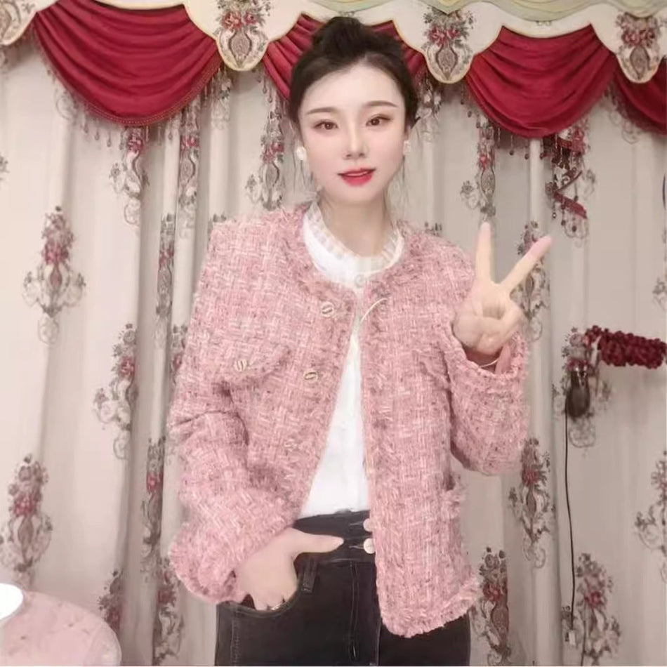 Pink Chanel-Style Thickened Down Liner Jacket Women