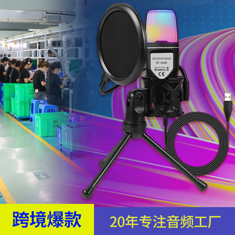 SF-666R RGB Gaming Condenser Microphone for PC