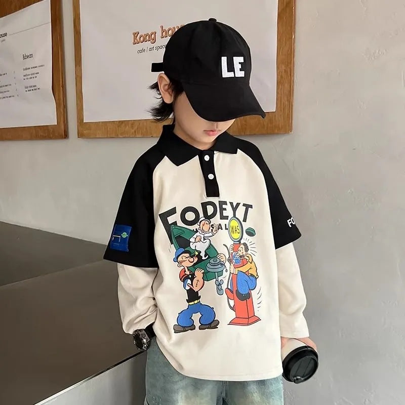 Boys’ Lapel Polo 2024 – Korean Style Autumn Top – Spring Autumn Kids Fashion Nepal | Tudoholic