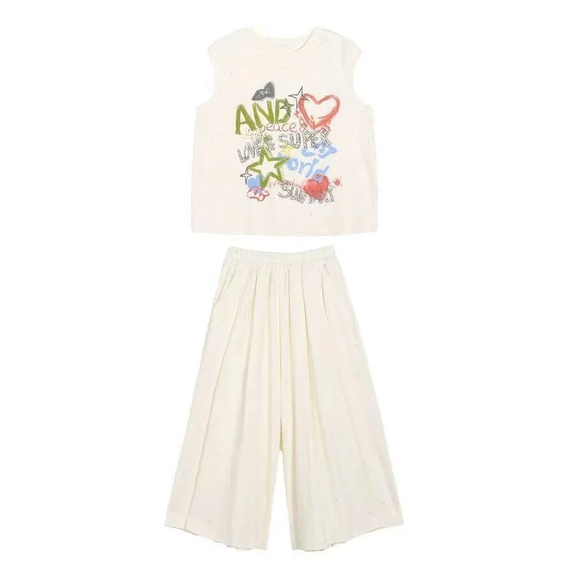 Girls’ Summer 2025 Vest & Wide-Leg Two-Piece Set – Summer Kids Fashion Nepal | Tudoholic