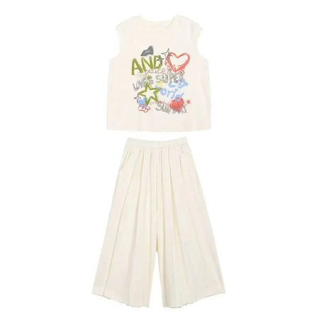 Girls’ Summer 2025 Vest & Wide-Leg Two-Piece Set – Summer Kids Fashion Nepal | Tudoholic