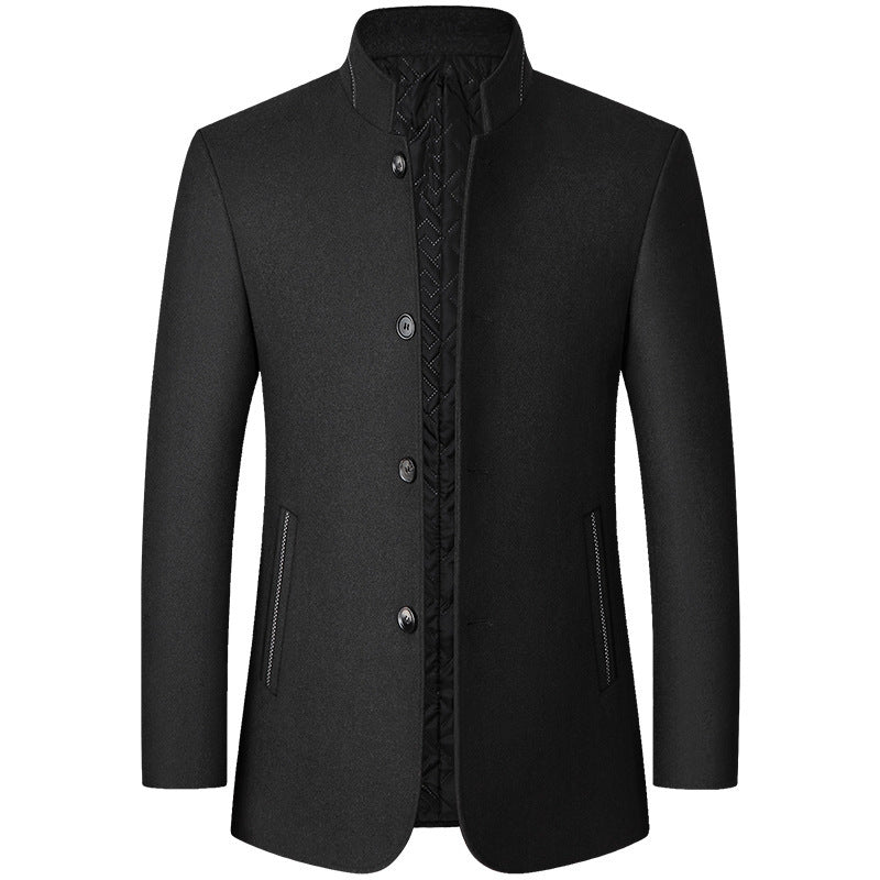 Men’s Stand Collar Wool Winter Casual Jacket