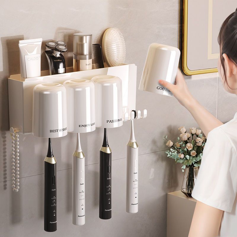 Wall-Mounted Hanging Toothbrush & Toothpaste Holder