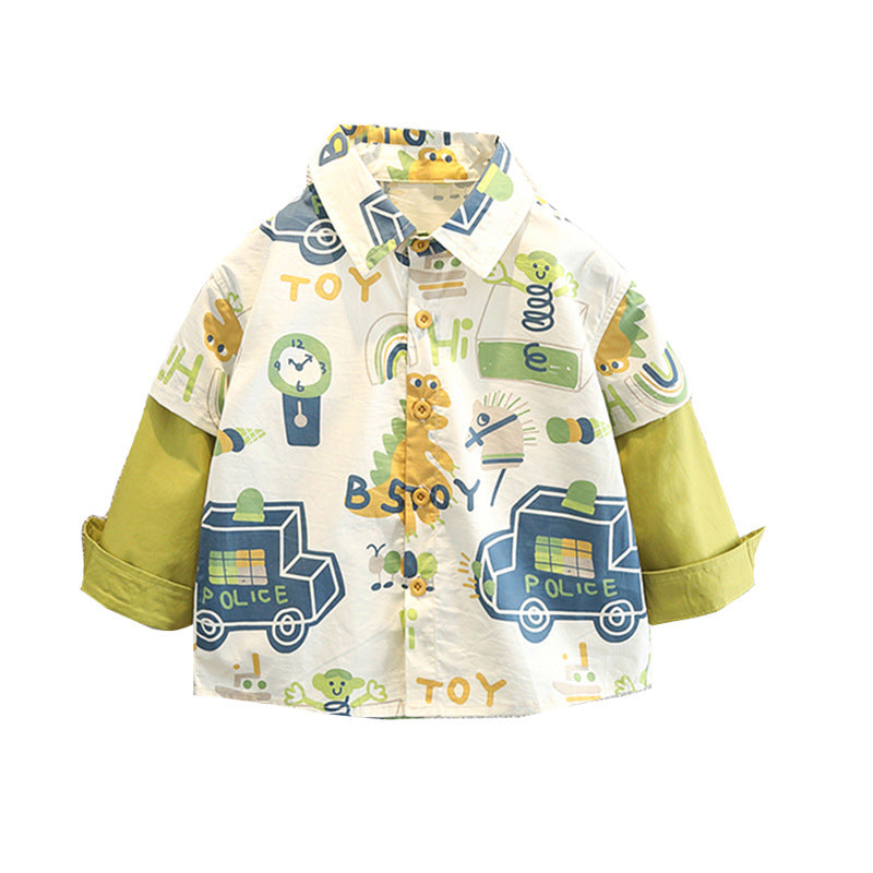 Boys' Cartoon Shirt 2025 Spring Long Sleeve Casual Top