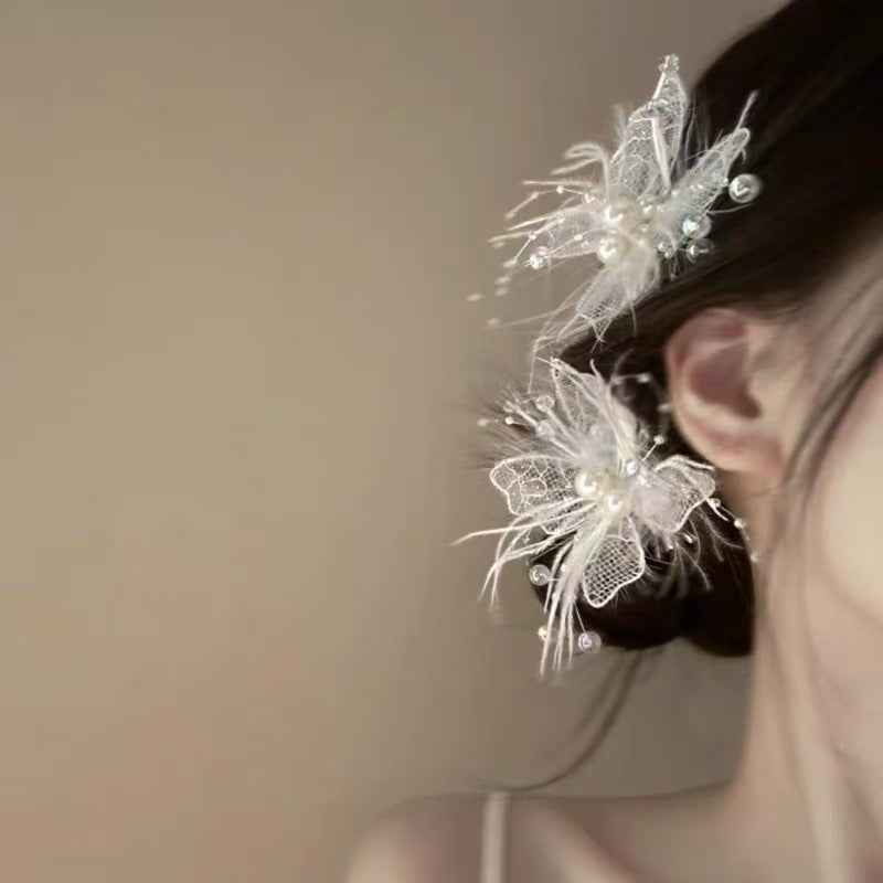 Lace Feather Fairy Side Hairpin