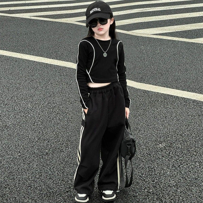 Girls Striped Spring Casual Two-Piece Set – Everyday Kids Outfit Nepal | Tudoholic