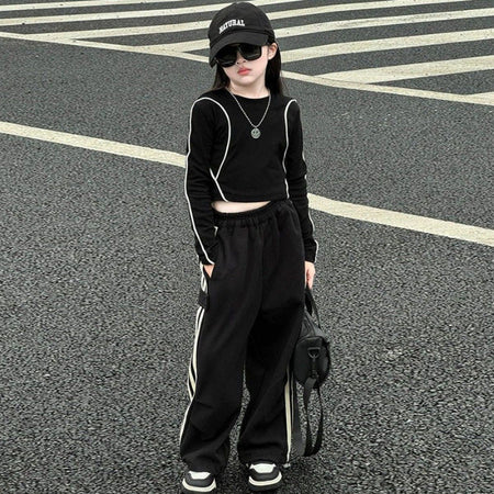 Girls Striped Spring Casual Two-Piece Set – Everyday Kids Outfit Nepal | Tudoholic