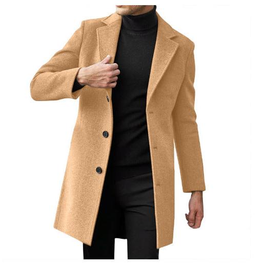 Men’s Long Woolen Coat Autumn Winter Trench Style