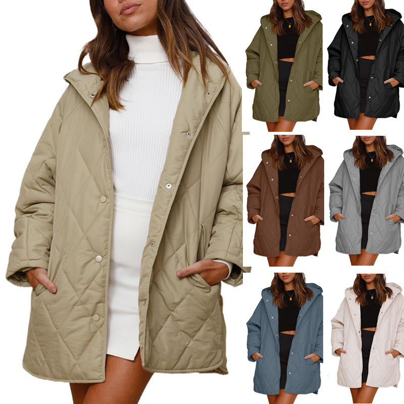 INSTOCK-Women’s Winter Diamond Quilted Hooded Lightweight Jacket