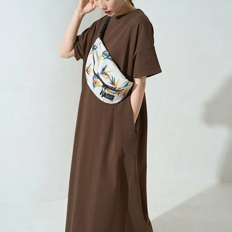 Japanese Solid Color T-Shirt Dress