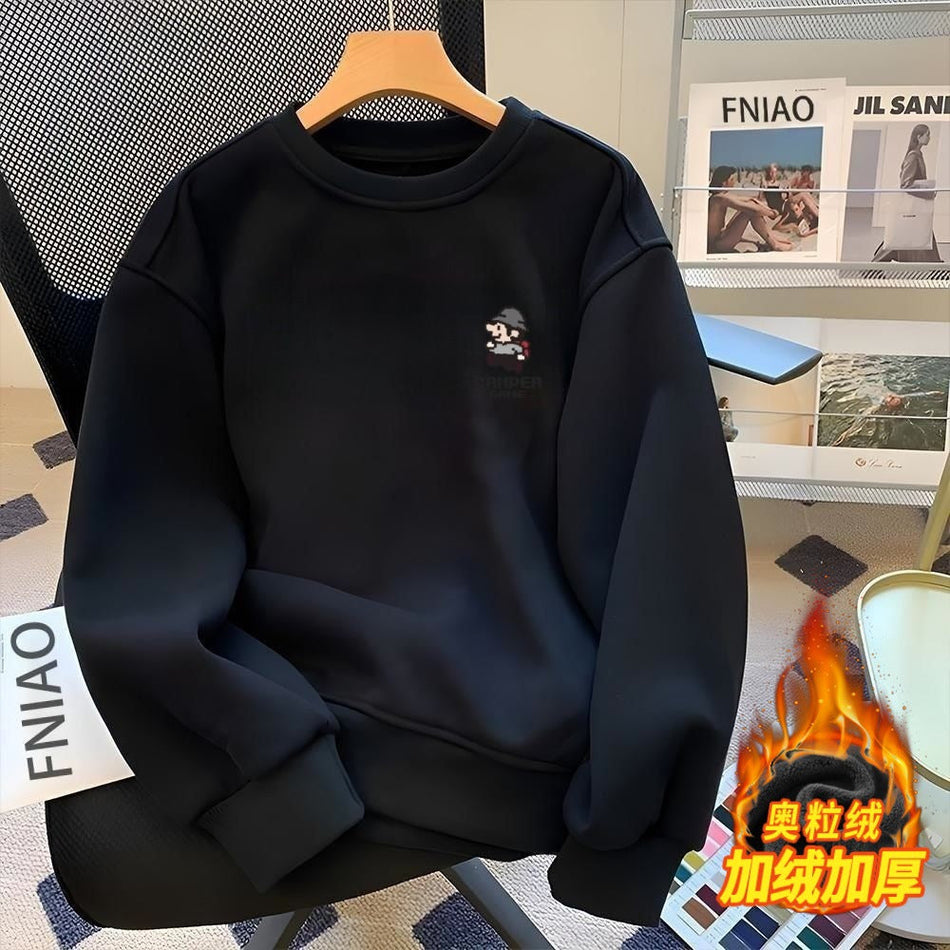 Loose Crew Neck Pullover Sweatshirt Men Autumn Winter Top