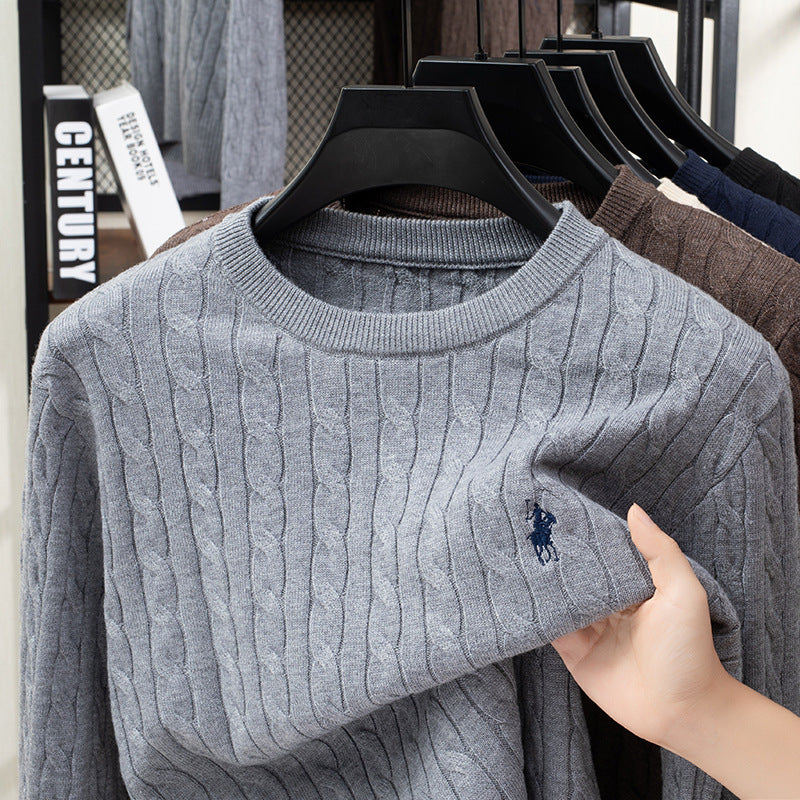 High-End Twisted Men's Knitwear Round Neck Pony Sweater Mens
