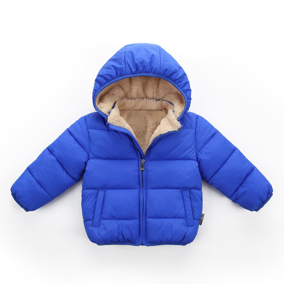 2024 Kids’ Hooded Down Cotton Jacket – Warm Fleece Coat