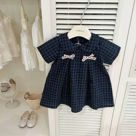 Girls Plaid Doll Collar Cotton Dress Summer 2025 – Summer Kids Fashion Nepal | Tudoholic