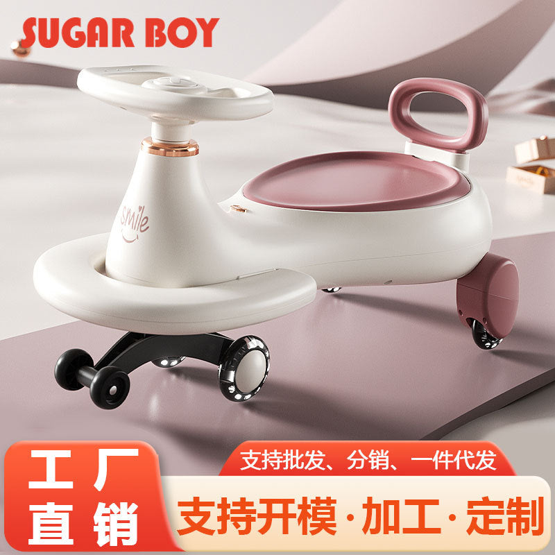 Parent-Child Twist Ride-On Car with Silent Wheels 1–3Y