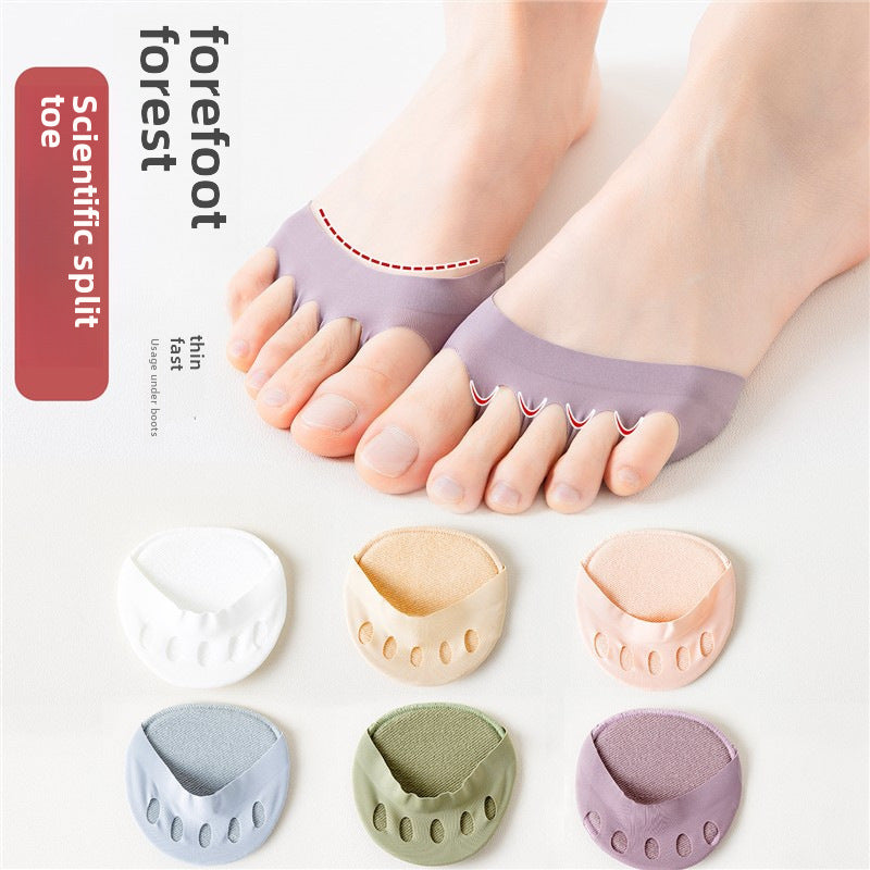 Invisible Five-Toe Cotton Half Socks (Pack of 5 )