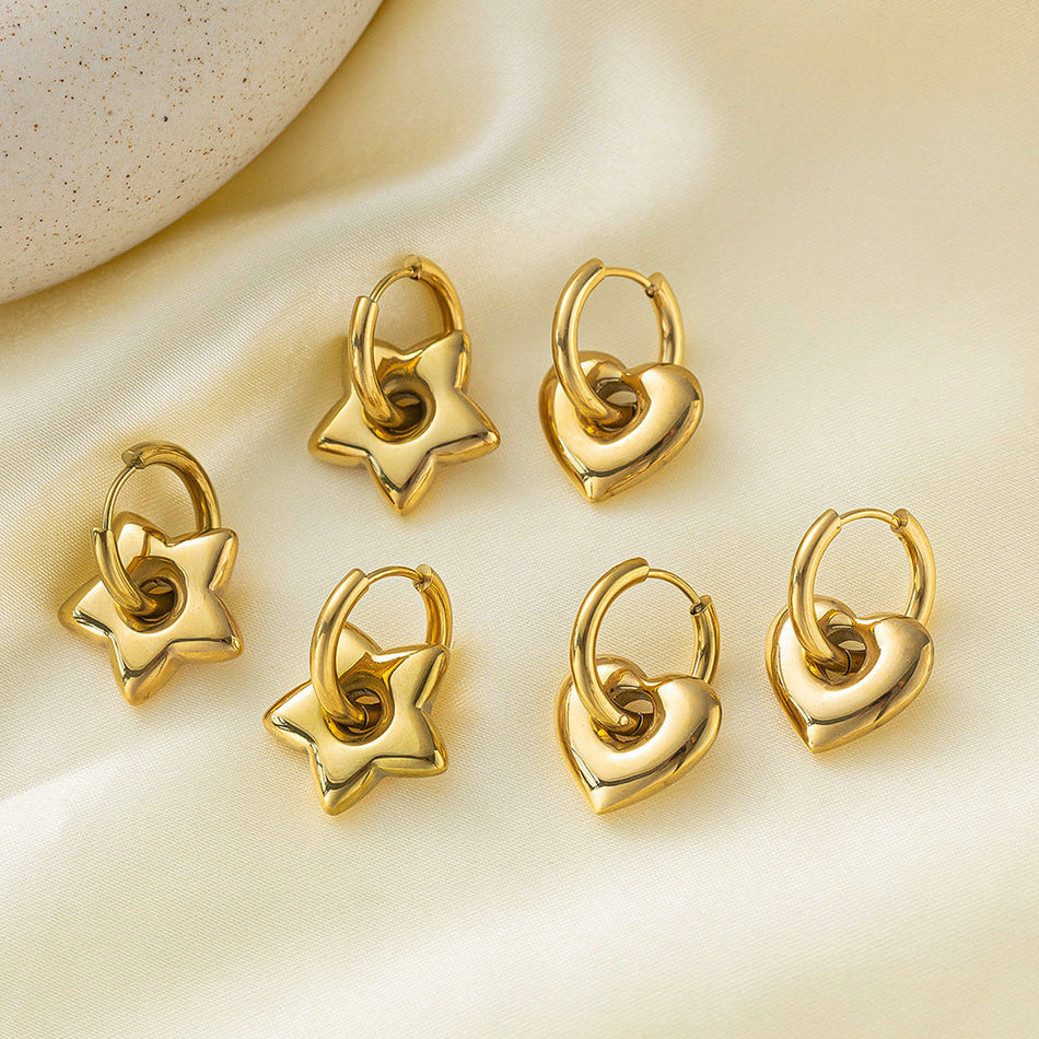 Heart & Star Necklace Earrings Set | Cute Minimal Jewelry