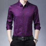 INSTOCK - men's ice silk slim casual long-sleeved gold silk for