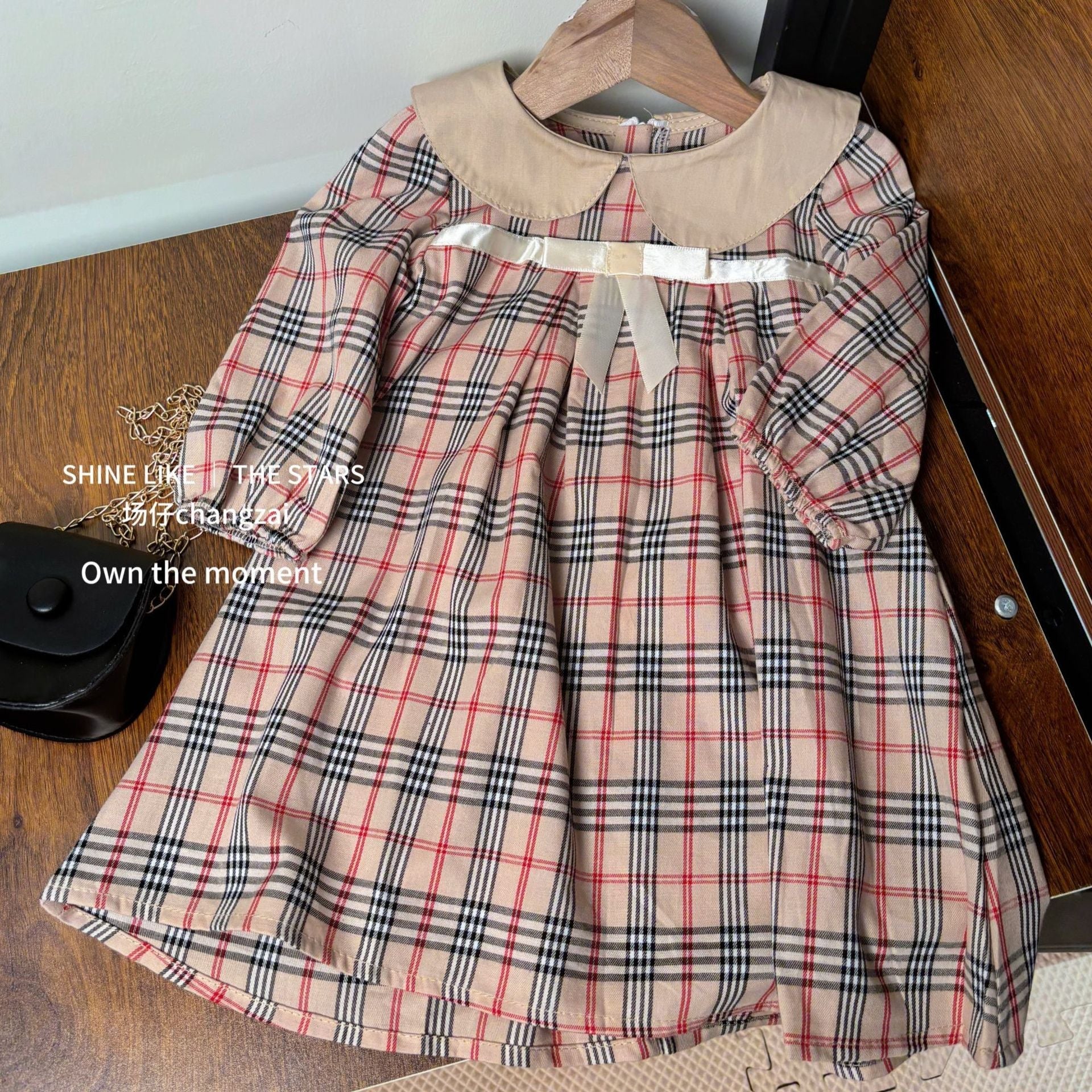 Girls Plaid Doll Collar Dress Autumn Princess Style – Spring Autumn Kids Fashion Nepal | Tudoholic