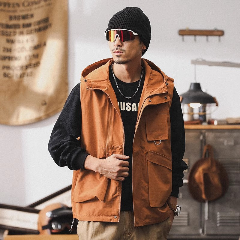 Men’s Hooded Work Vest – American Mountain Style Outdoor Jacket