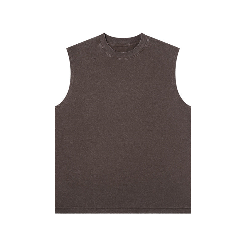 STOCK-Washed Hip-Hop Sleeveless Cotton Vest – 230g Streetwear